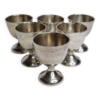 Set of 6 Vintage Silver Metal Egg Cups, EPNS hallmark, 6 cm