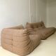 Set Togo sofa 3 places and angle in beige wool edition Ligne Roset of the 80s