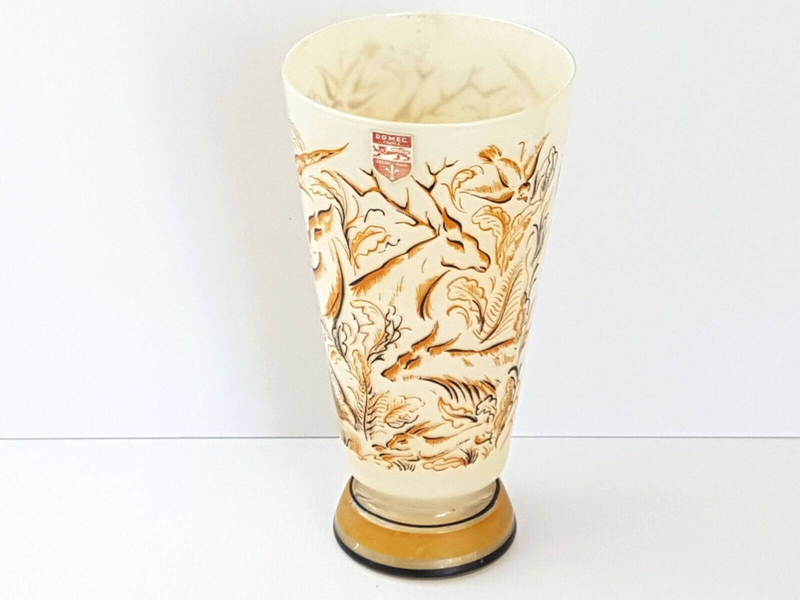 VINTAGE 1950 GLASS VASE SIGNED DOMEC FRANCE 50S 50'S ROCKABILLY 1950S