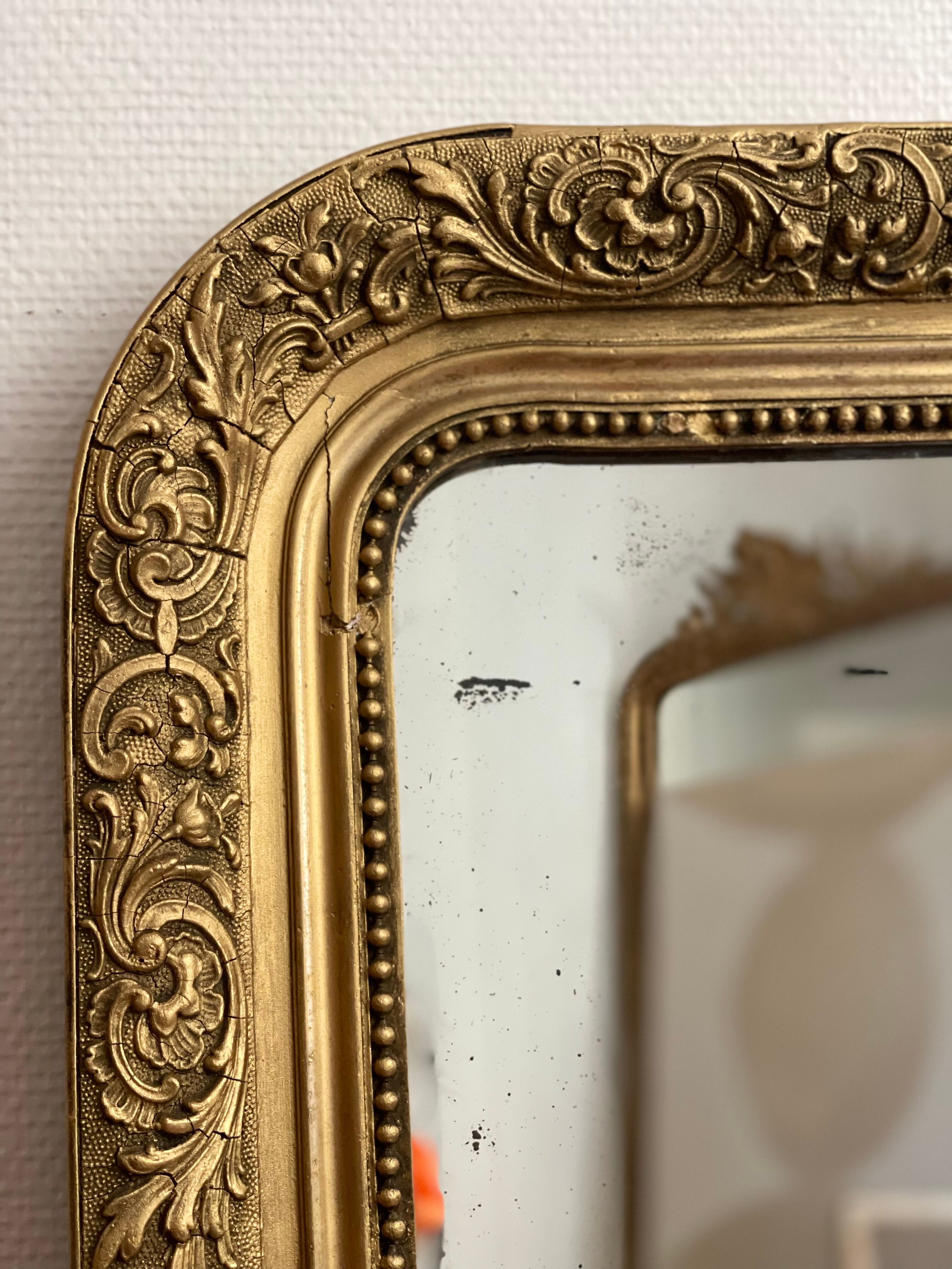 Old mirror louis Philippe gilded carved fireplace