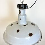 Large Industrial Midcentury Grey Enamel Factory Lamp, 1950s