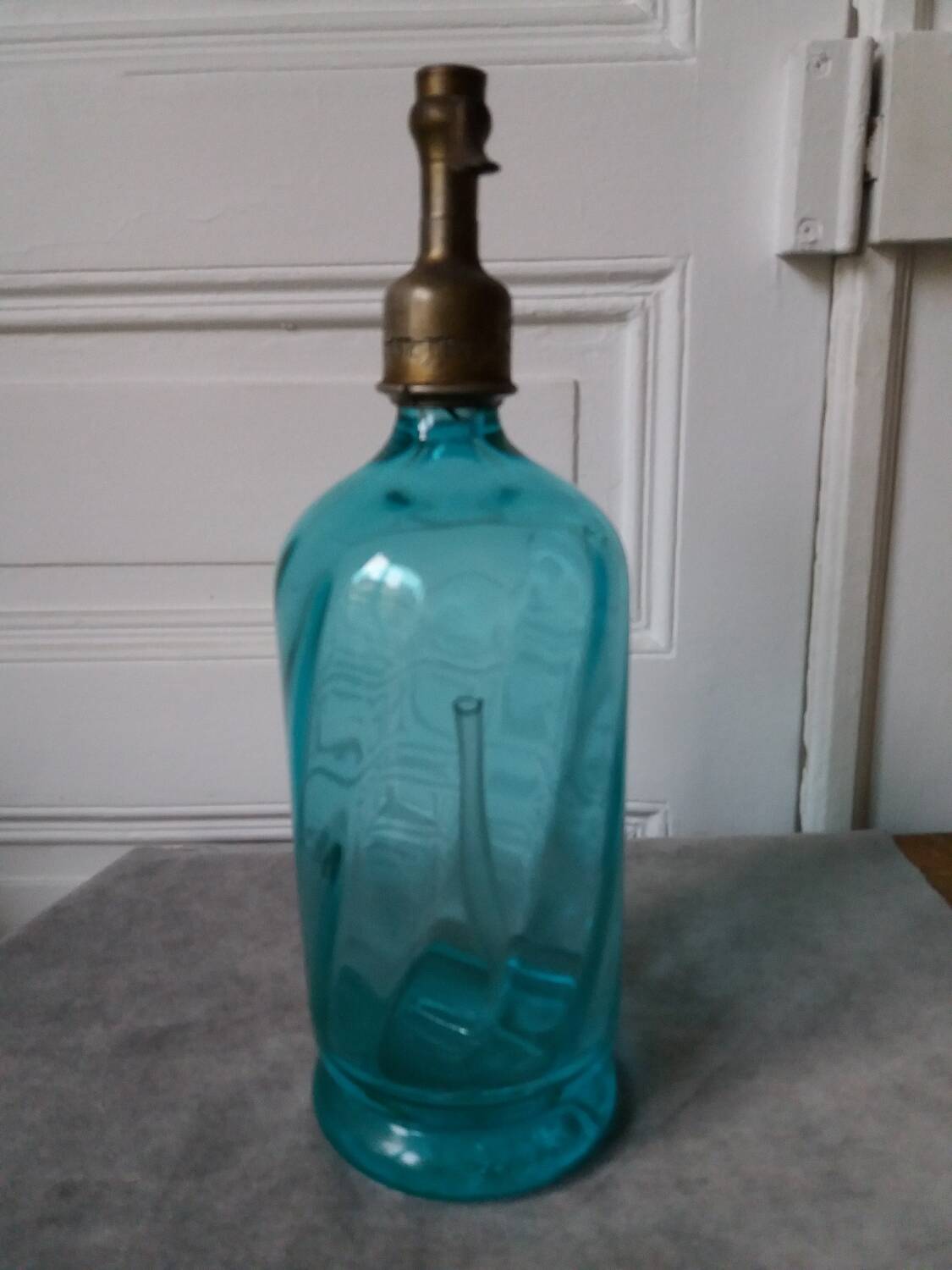 Old blue glass siphon
