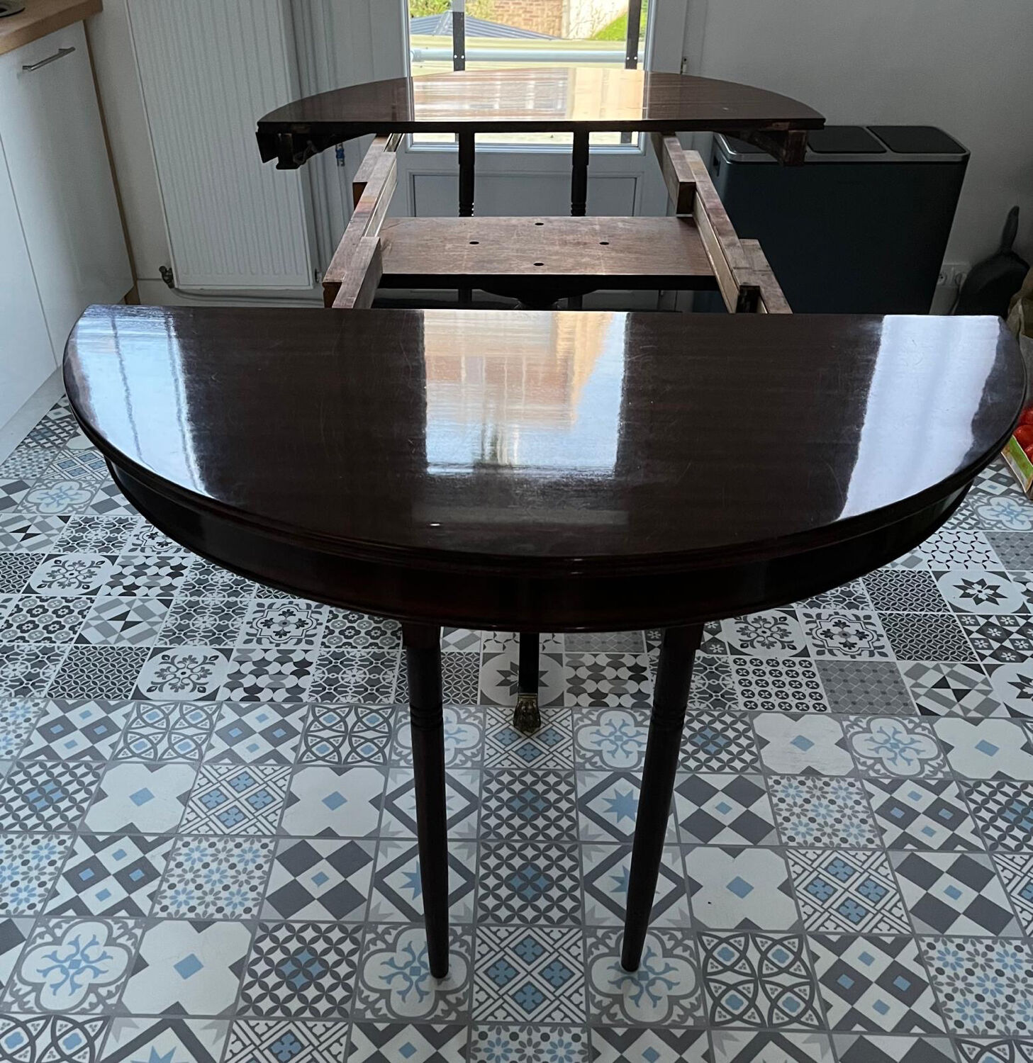 Empire-style table in solid walnut.