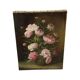 Pink Flowers Still Life Colorful Painting Signed 35x25cm