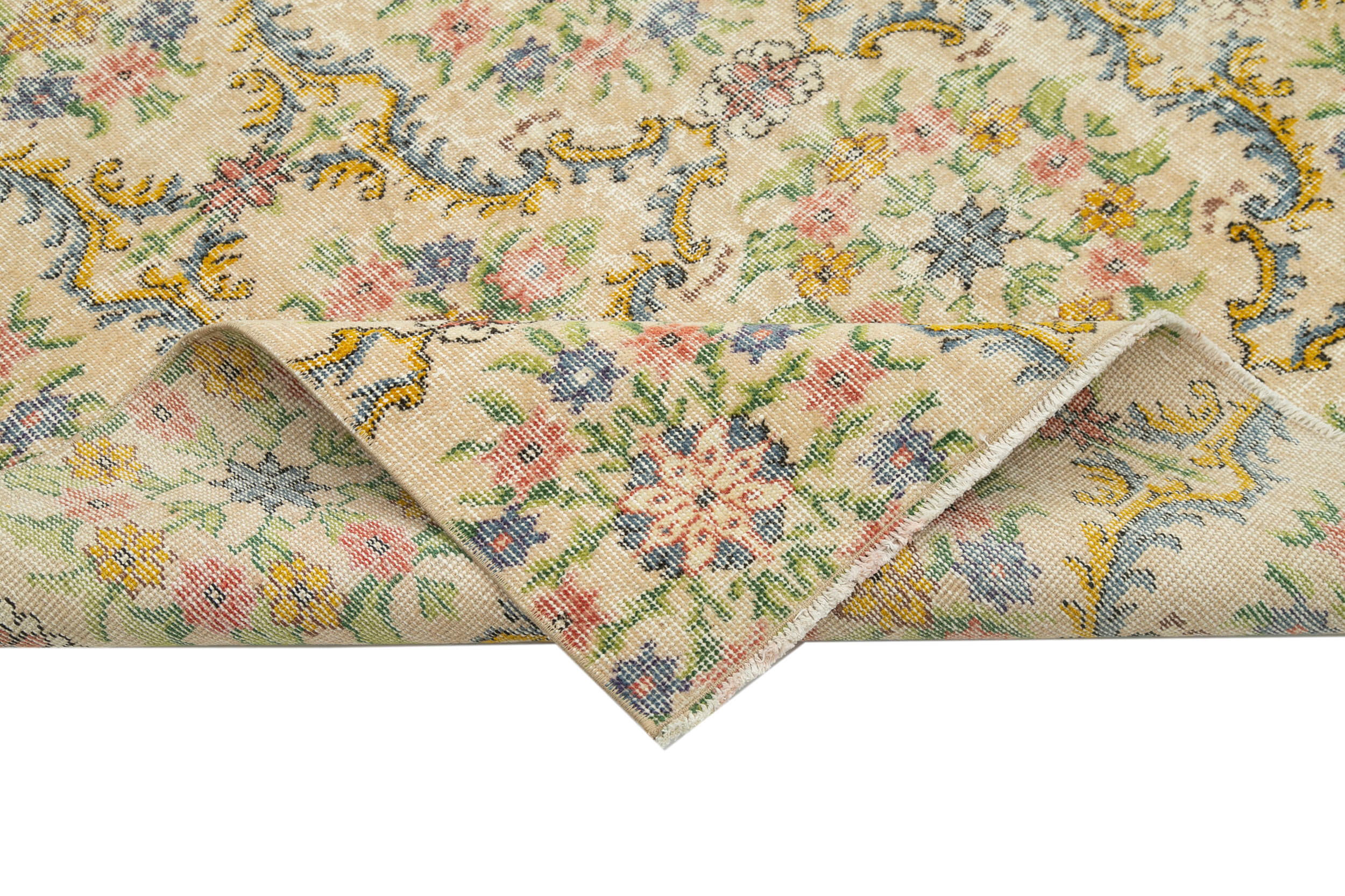 Oriental handmade rustic 1970s beige carpet 161 cm x 267 cm