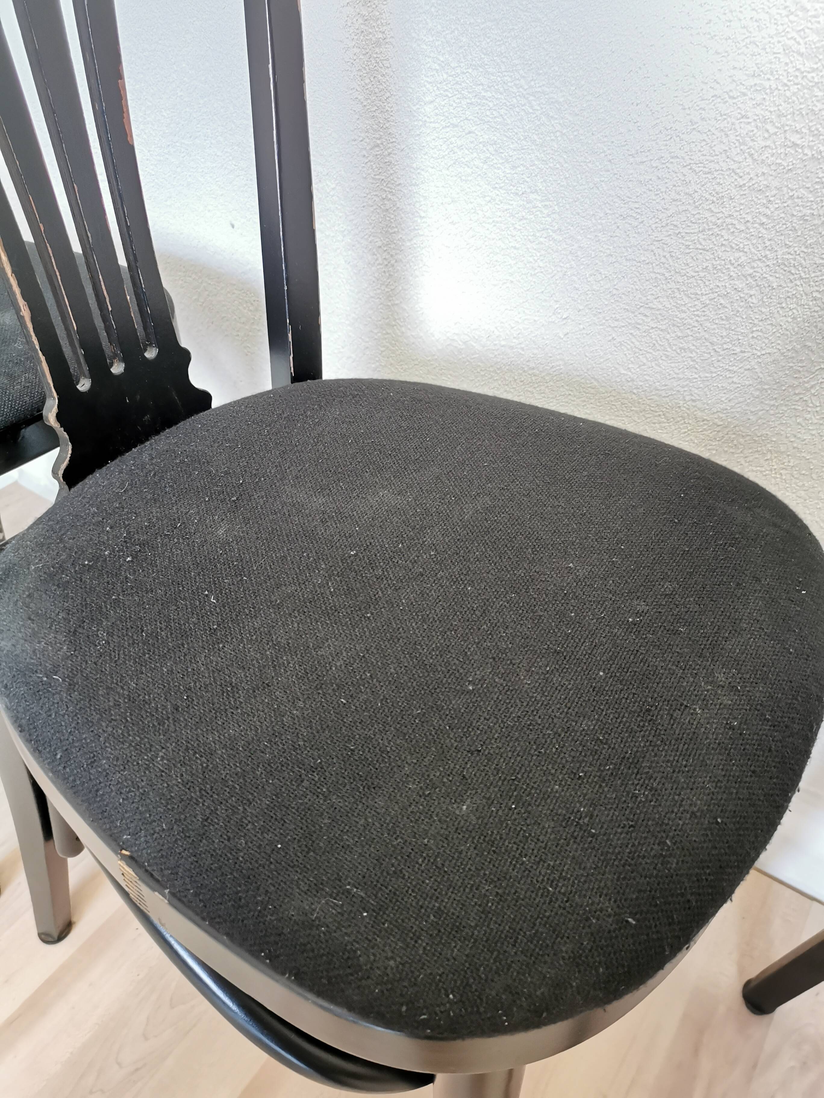 Set of 4 Vintage Black Wooden Dining Chairs: STOL Kamnik, 70s, Yugoslavia