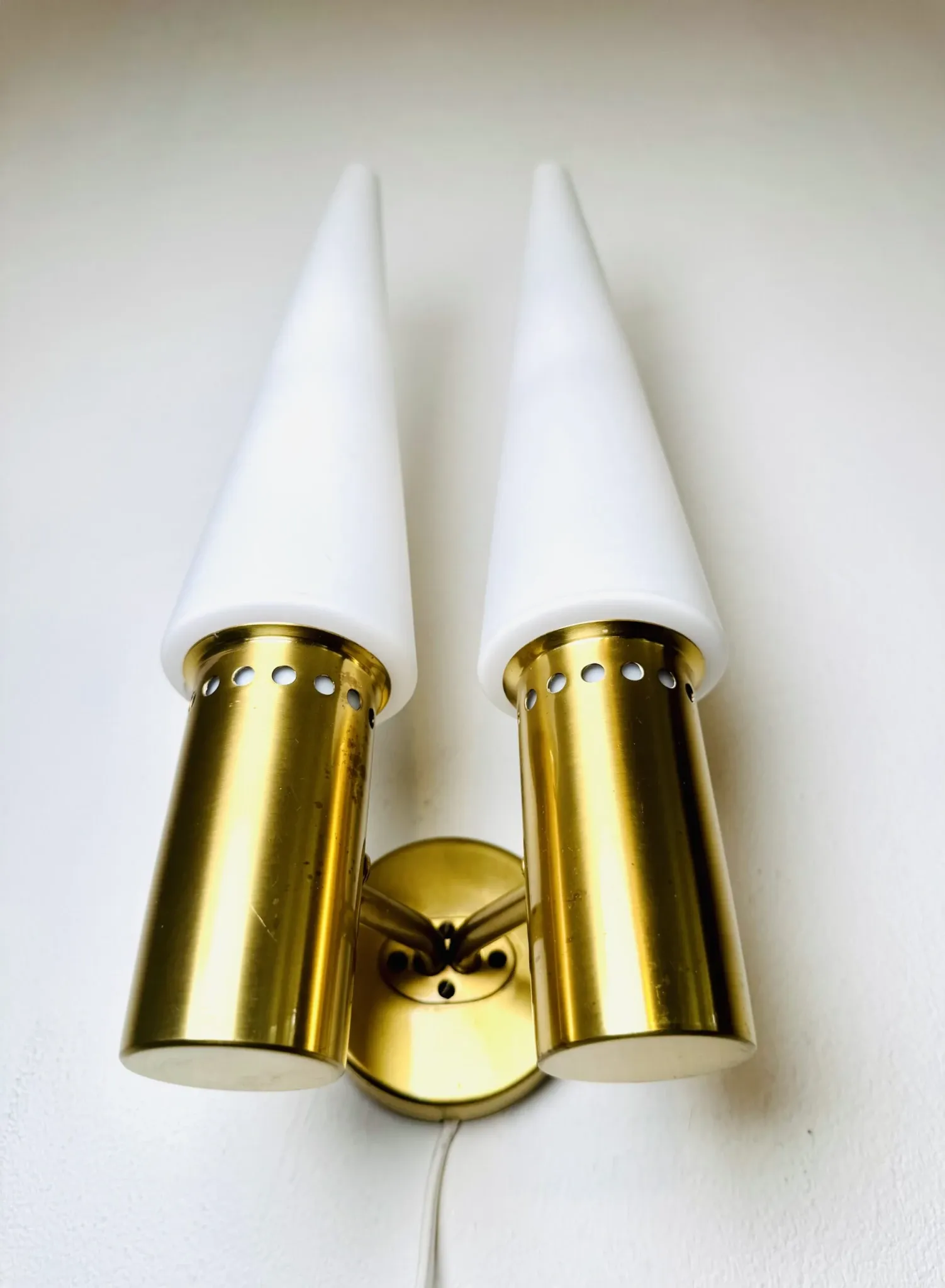 Brass Coloured Double Wall Lamp By Hans-Agne Jakobsson For Markaryd, Sweden, 1960'S