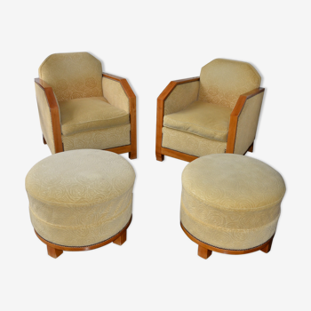 Set of armchairs and art-deco beanbags