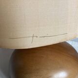 Vintage 1970 turned wooden ball lamp signed