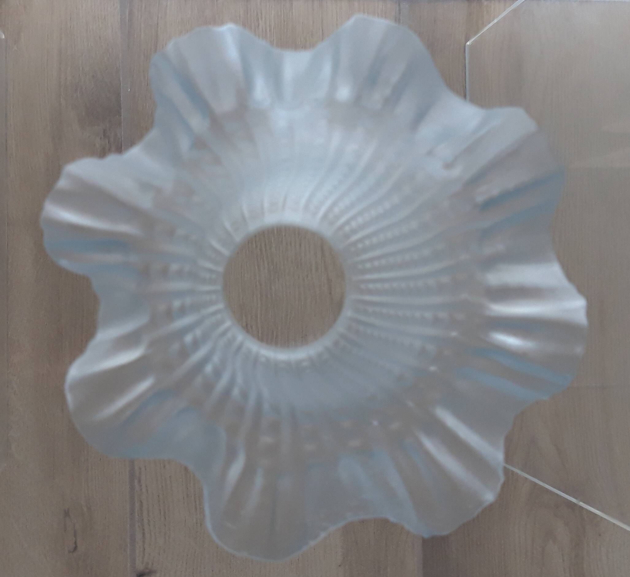 Pair of Art Nouveau 1900 frosted glass ceiling lights and their base