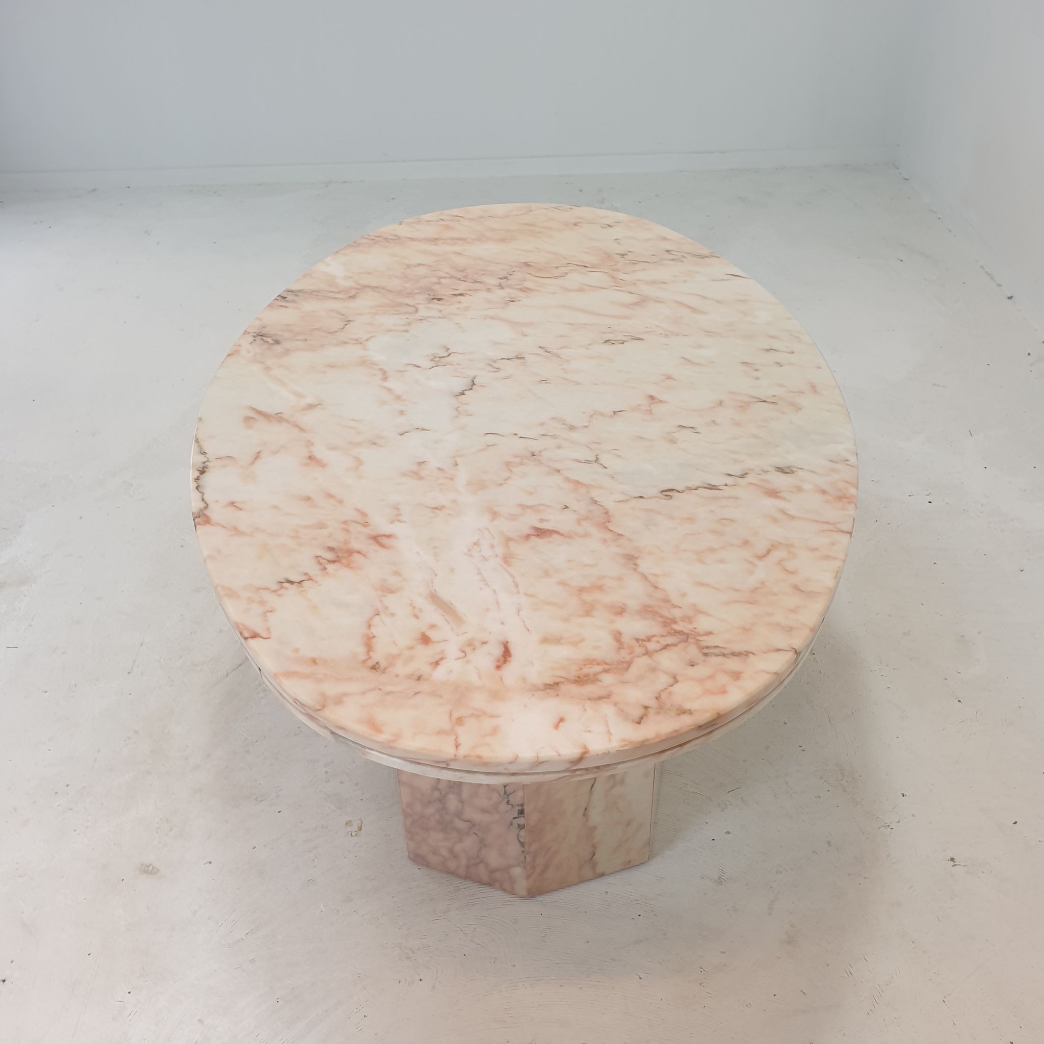 Italian marble oval coffee table, 1970's