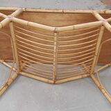 Ensemble fauteuils et table en bambou et rotin année 70