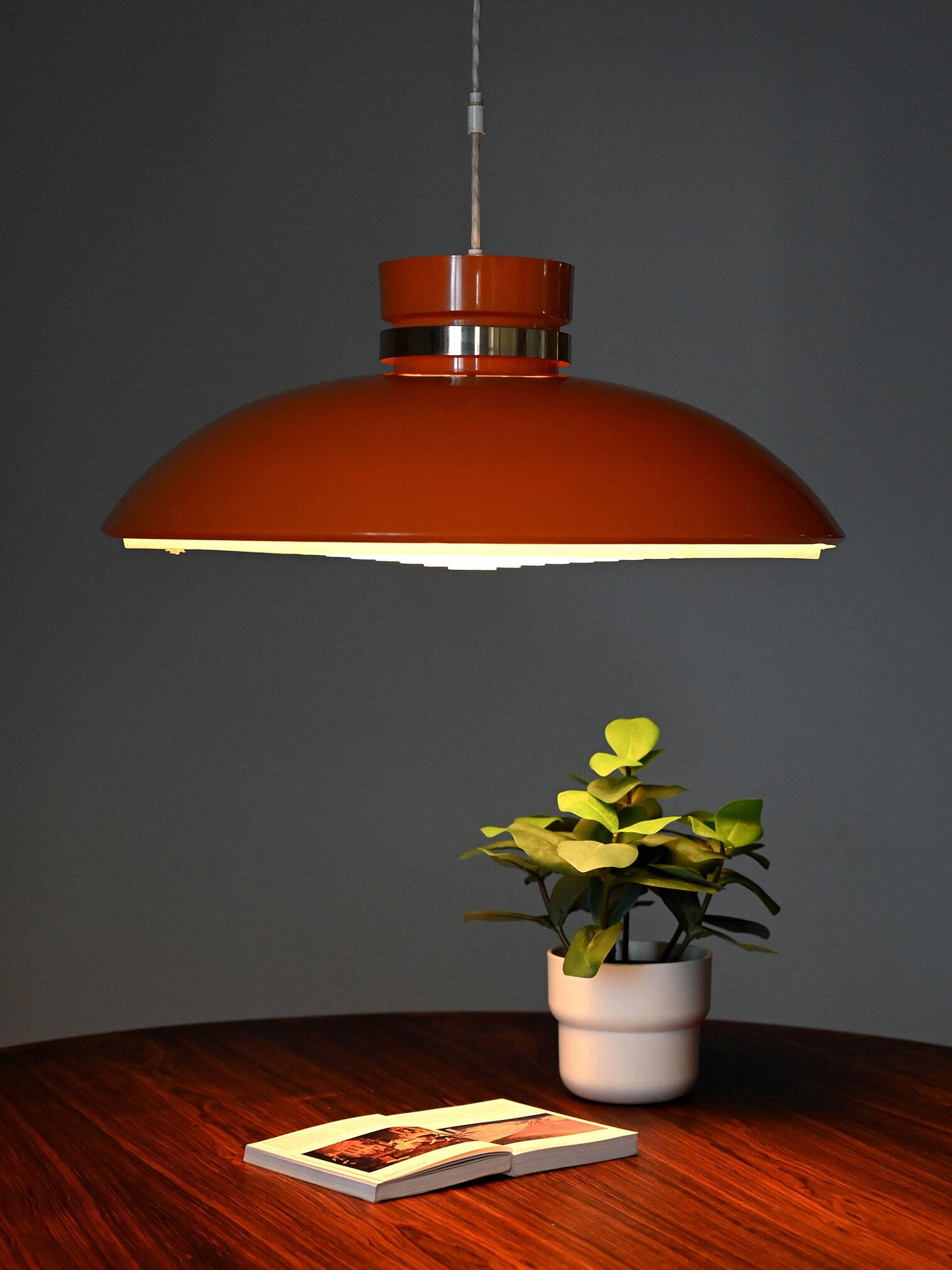 Scandinavian Pendant lamp in orange plastic, 1960s