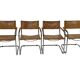 Ensemble de quatre fauteuils de salle à manger FASEM S34 en cuir Cognac par Mart Stam années 80
