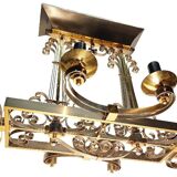 Important gilded brass chandelier circa 1940