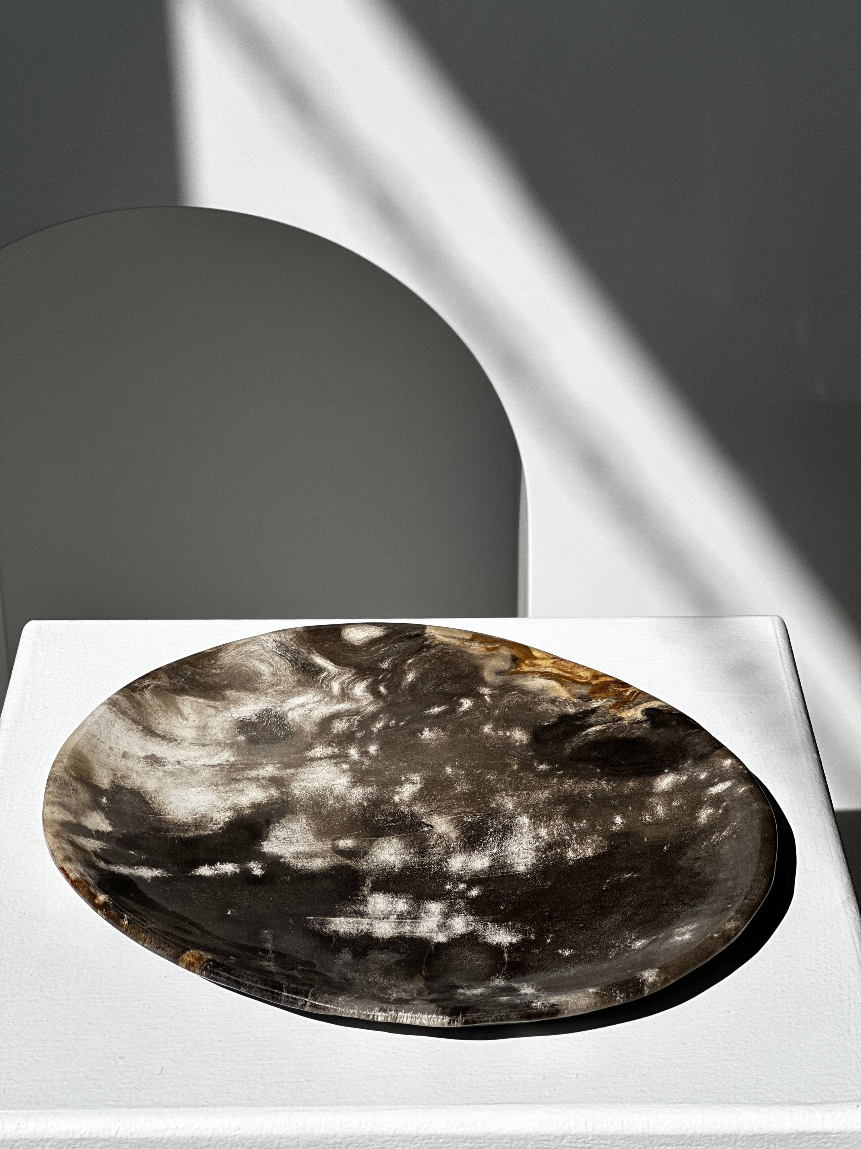 Dish in petrified wood