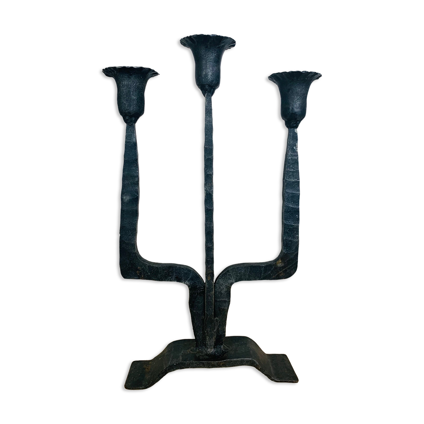 Brutalist wrought iron chandelier