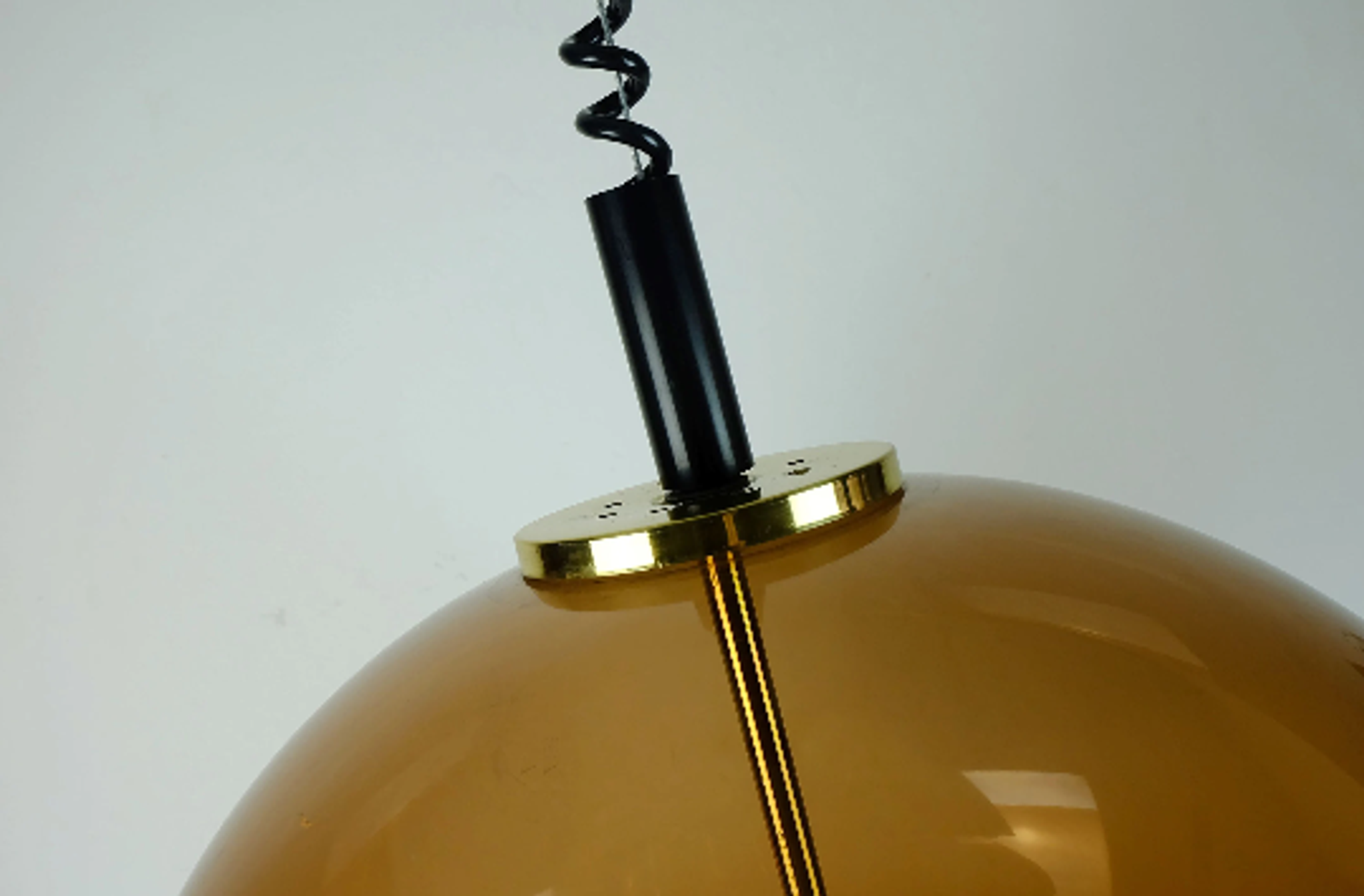Vintage space age pendant brown acrylic and brass 1970s richard essig pendant lamp