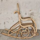 Rattan and cane rocking chair