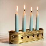 Bougeoir chandelier etoiles vintage laiton