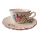 large breakfast cup saucer faience luneville kg street lamp flowers vintage