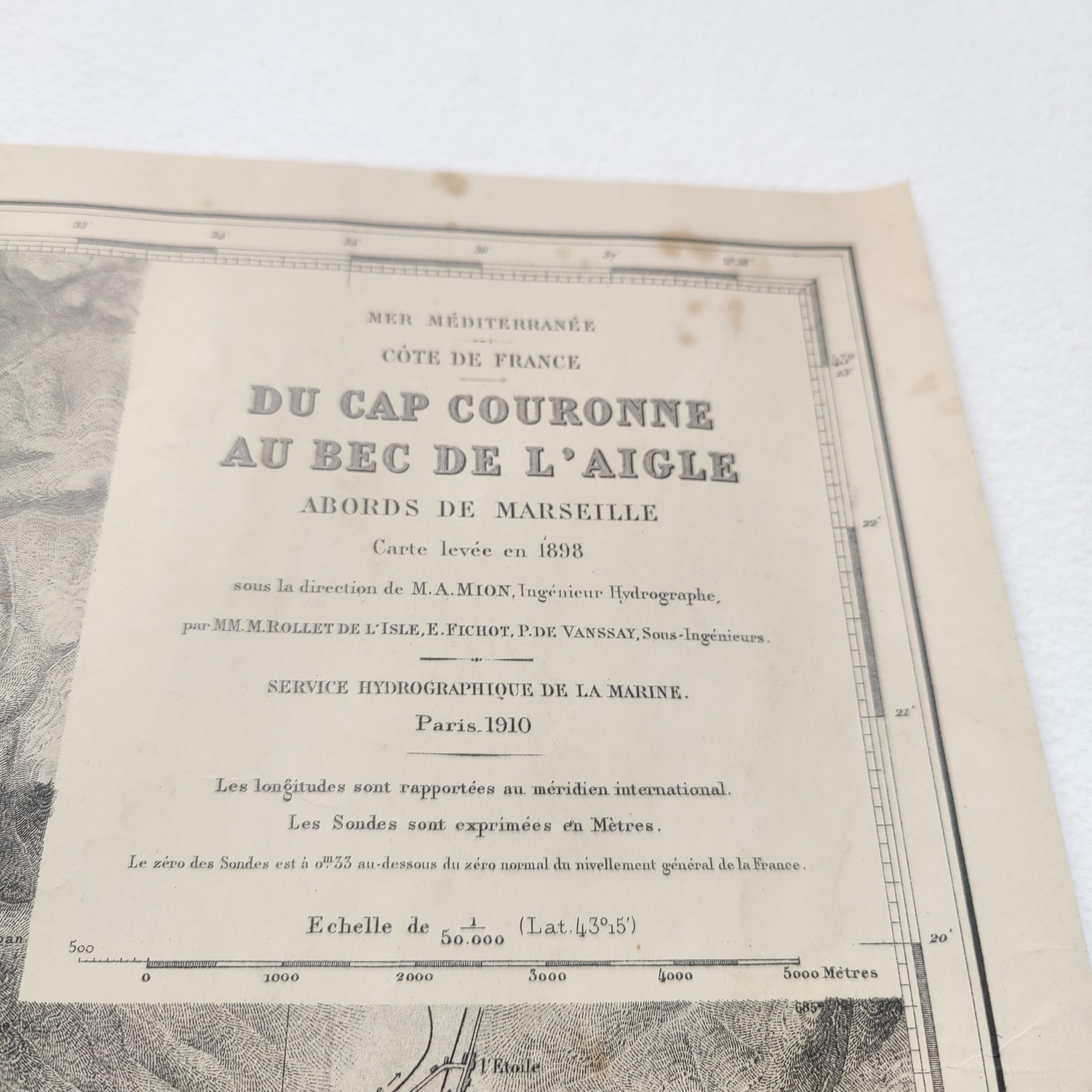 Map of Marseille Méditerranée 1950