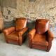Lot de 4 fauteuils club, Cognac