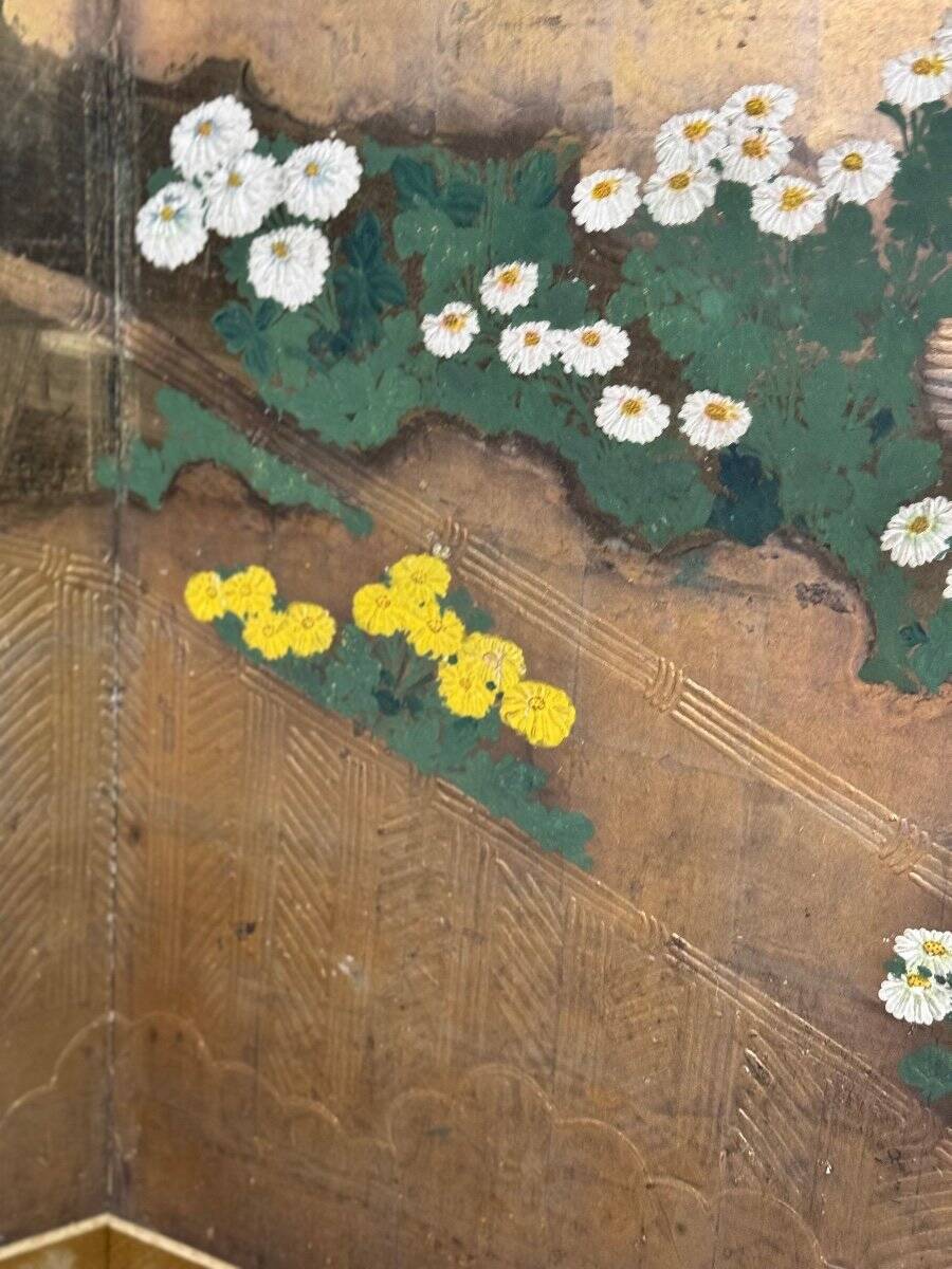 Rimpa-style Byobu screen, six panels, Japan, Meiji period