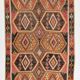 Tapis Kilim Ancien Fait Main – Motifs Géométriques et Symboles Protecteurs