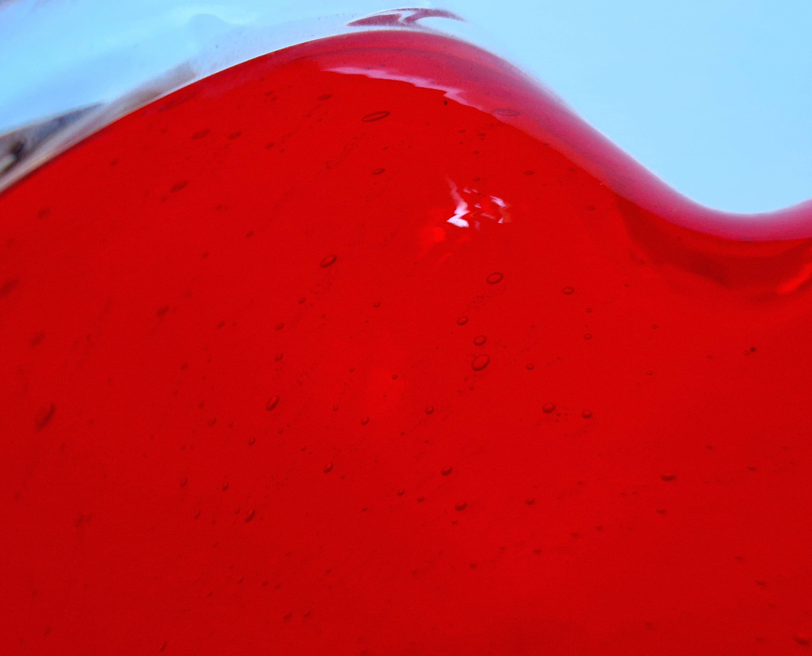 Vintage red Murano glass bowl Italy