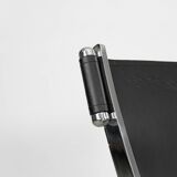 Vintage minimalist chair in Italian leather, 1980s.