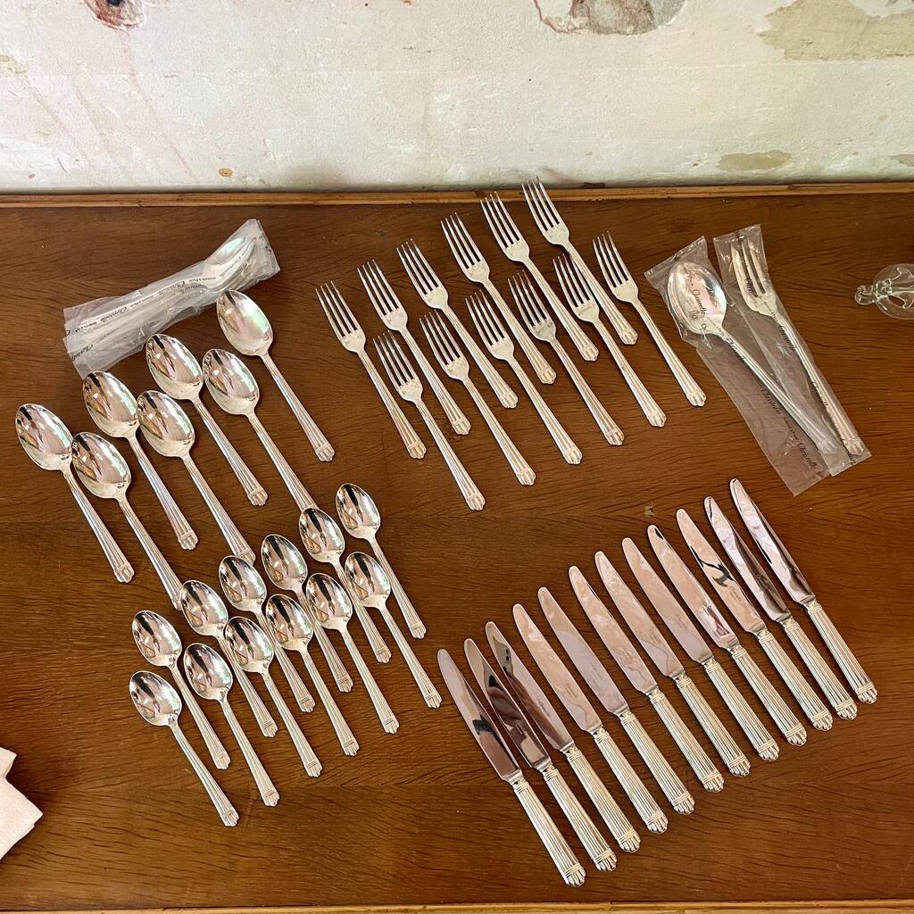 Silver-plated metal cutlery set Chrisofle model Aria, 50 pieces