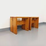 Pair of vintage Charlotte Perriand Les Arcs stools in pine from the 60s 70s