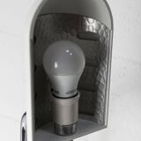 Table lamp in metal and gray porcelain from 1960, original articulated and restored