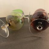4 verres à cognac colorés