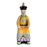 Chinese Porcelain Sculpture of an Emperor Dignitary from the Qing Dynasty, Famille Verte