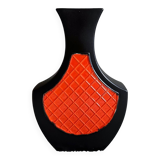 Modernist floor vase, ceramic vase 50, vase black orange, 60s, West German Pottery