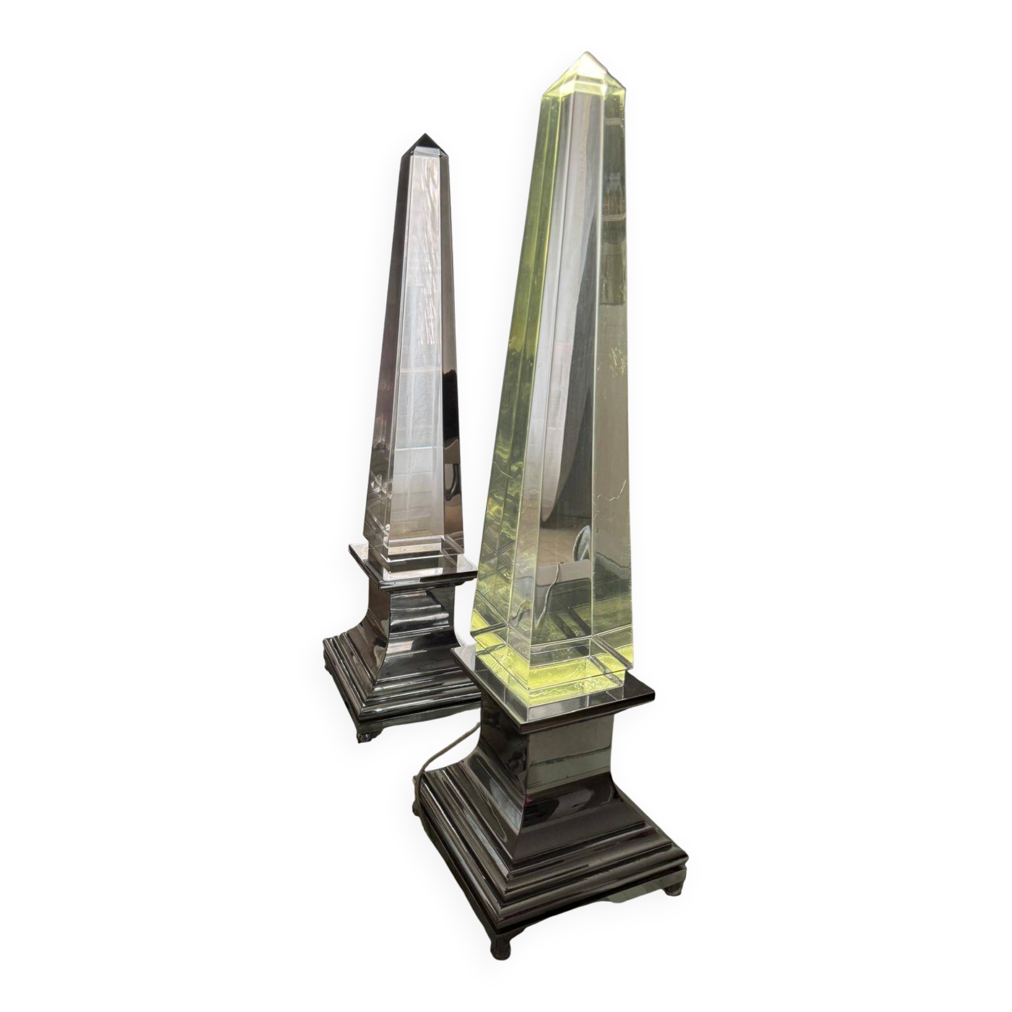 Pair of obelisk lamps by Sandro Petti for Maison Jansen — Circa 1970