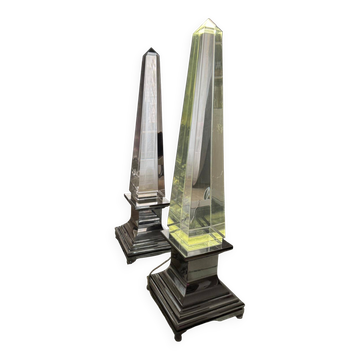 Pair of obelisk lamps by Sandro Petti for Maison Jansen — Circa 1970