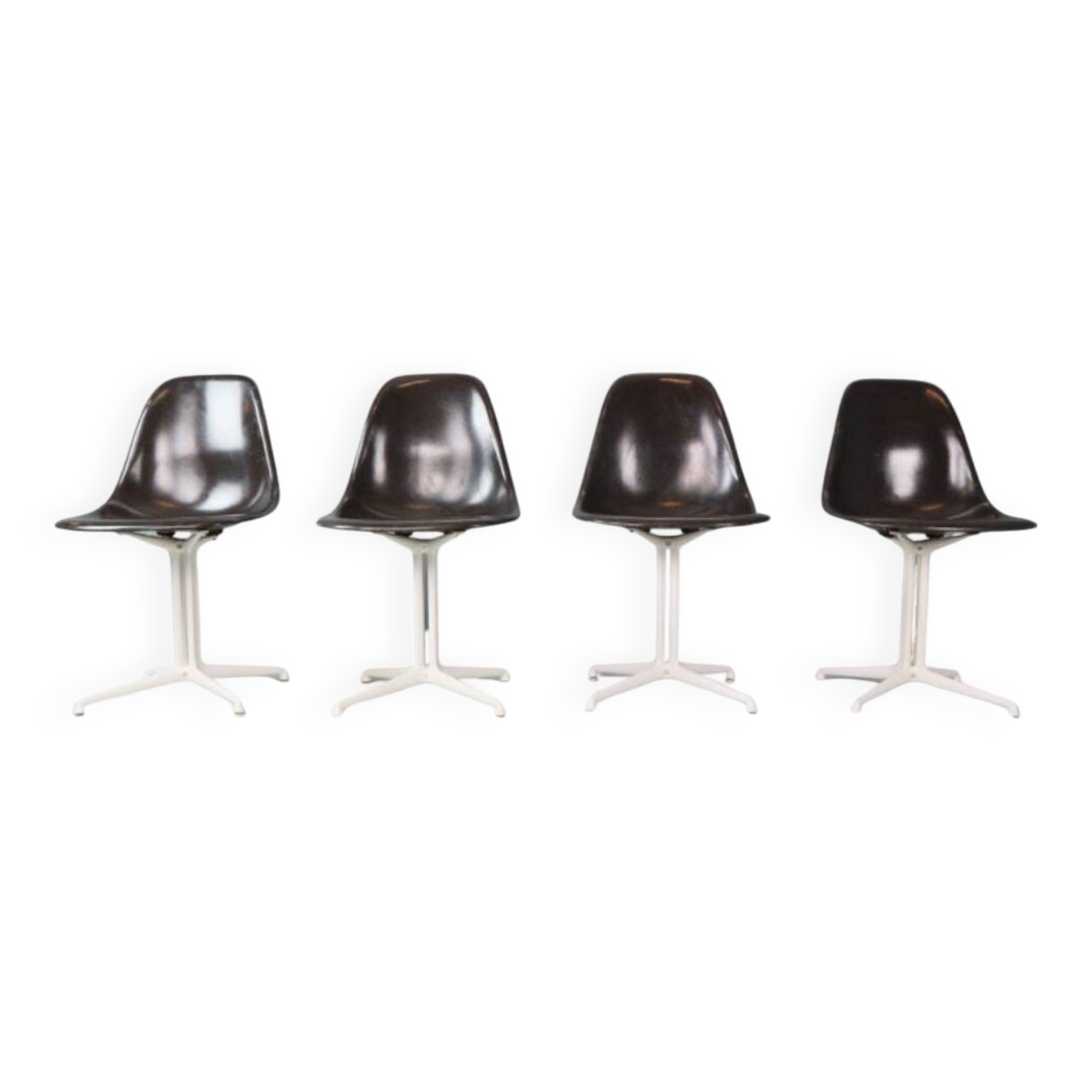 Charles & Ray Eames Set of 4 Off Black"La Fonda" Chairs for Herman Miller, 1960