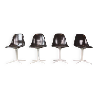 Ensemble de 4 chaises « La Fonda » en noir cassé de Charles & Ray Eames pour Herman Miller, 1960
