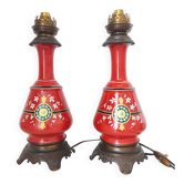 Paire de pieds de lampe rouges, 1900
