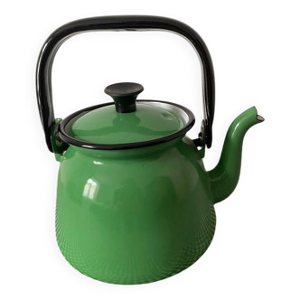 Green and black enamel coffee pot