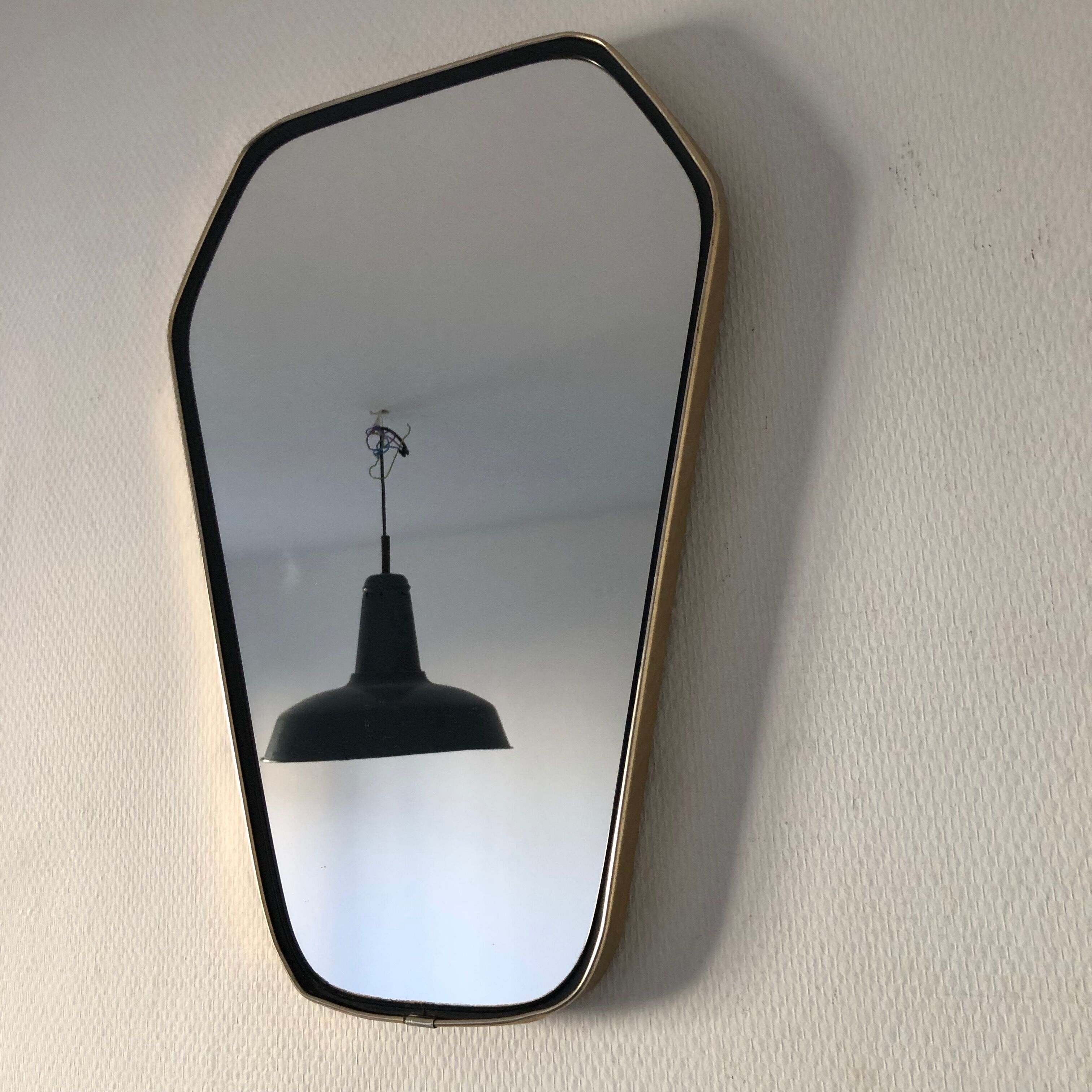 Miroir rétroviseur hexagonal 49x33cm vintage 1960