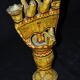 Late 19th century Kabyle pottery candlestick with polychrome geometric decoration