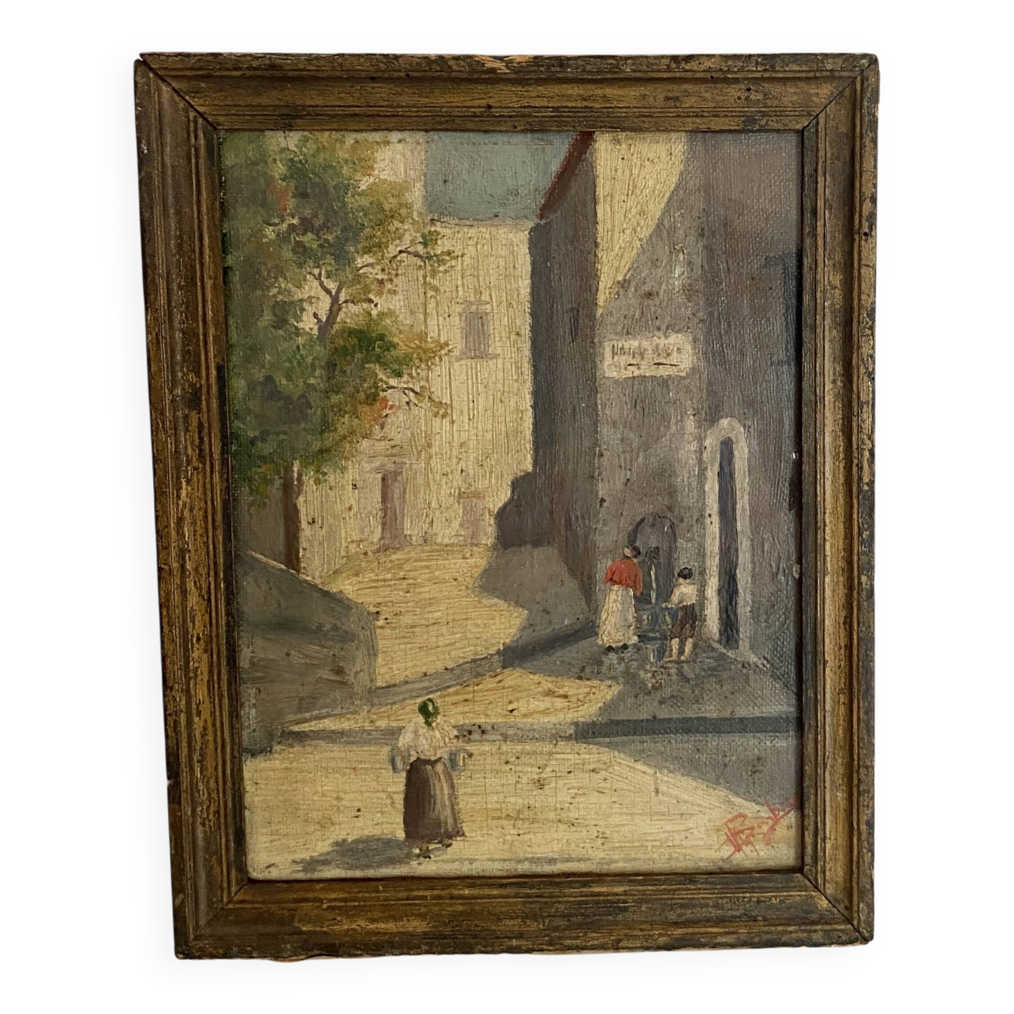 Oil on canvas under glass, Italy, early 20th century