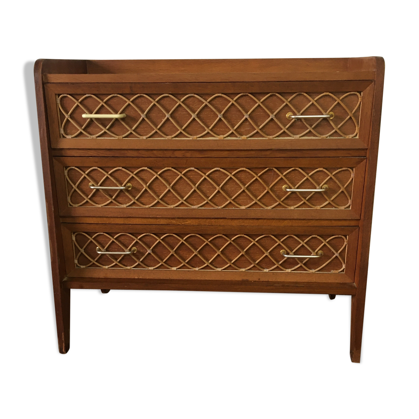 Commode en rotin années 50