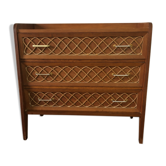 Commode en rotin années 50