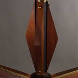 Vintage aluminum and teak chandelier, Italy, 1960s