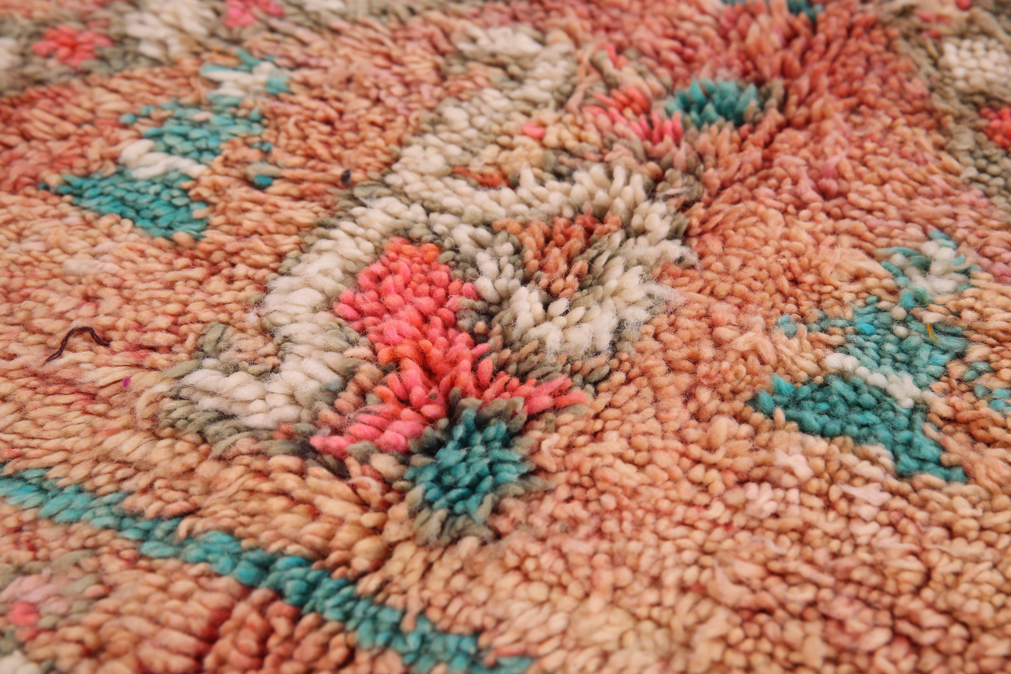 Peach Vintage Moroccan Rug 180 x 253 cm - Handmade Berber Wool Rug - Boho